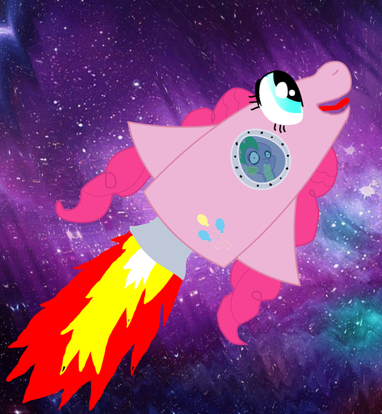 Size: 996x1080 | Tagged: derpibooru import, flying, personification, pinkie pie, rocket, safe, space, spike, universe