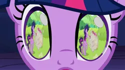 Size: 1024x576 | Tagged: apple bloom, ball of violence, cutie mark crusaders, derpibooru import, dust cloud, edit, edited screencap, eye, eyes, friendship is magic, lesson zero, remember when you were a complete jerk, safe, scootaloo, screencap, sweetie belle, twilight sparkle, want it need it