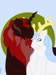 Size: 4961x6646 | Tagged: absurd resolution, artist:tricornking, deer, derpibooru import, horn, king krampus, krampus, multiple horns, oc, oc:king krampus, oc:queen gloria, queen gloria, reindeer, safe, the lord of aldheim, tricorn, unofficial characters only
