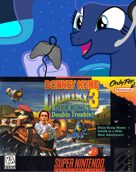 Size: 563x709 | Tagged: banana bird, derpibooru import, dixie kong, donkey kong country, donkey kong country 3, dubs, exploitable meme, gamer luna, gamer meme, meme, obligatory pony, princess luna, safe, tv meme