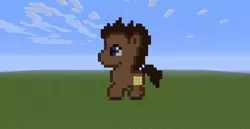 Size: 960x496 | Tagged: safe, artist:darkflaretj, derpibooru import, doctor whooves, time turner, earth pony, pony, /mlp/, chibi, colt, game screencap, male, minecraft, minecraft pixel art, pixel art