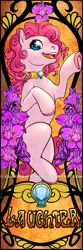 Size: 579x1735 | Tagged: artist:guardian-beast, derpibooru import, flower, laughing, modern art, nouveau, pinkie pie, safe