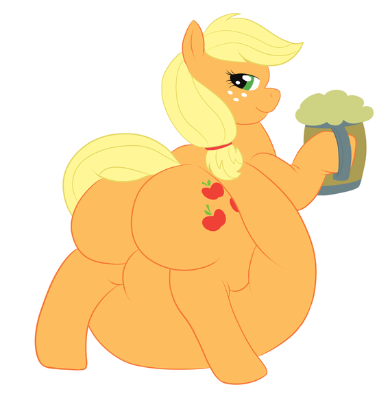 Size: 1213x1280 | Tagged: applefat, applejack, artist:drumstickpony, belly, big belly, bloated, butt, cider, derpibooru import, fat, huge belly, impossibly large belly, morbidly obese, obese, plot, questionable