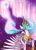 Size: 400x561 | Tagged: safe, artist:fallenzephyr, derpibooru import, princess celestia, alicorn, pony, aurora borealis, aurora mane, crying, female, image, looking at something, looking back, mare, mare in the moon, moon, png, raised hoof, solo, spread wings, traditional art, wings