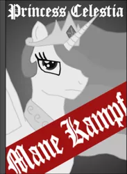 Size: 337x460 | Tagged: artist:t-3000, blackletter, book cover, cover, derpibooru import, frown, mein kampf, nazi, princess celestia, safe, solo