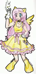 Size: 1640x3360 | Tagged: artist:urahana, derpibooru import, eared humanization, fluttershy, human, humanized, safe, traditional art, winged humanization, wings