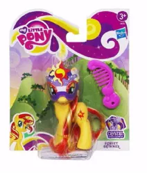 Size: 423x500 | Tagged: source needed, useless source url, safe, derpibooru import, official, sunset shimmer, twilight sparkle, twilight sparkle (alicorn), alicorn, pony, brushable, comb, crystal princess celebration, female, mare, mask, masked shimmer, toy