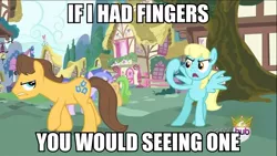 Size: 900x507 | Tagged: a true true friend, caption, caramel, derpibooru import, grammar error, implied middle finger, magical mystery cure, safe, sassaflash, seafoam, sea swirl, wat