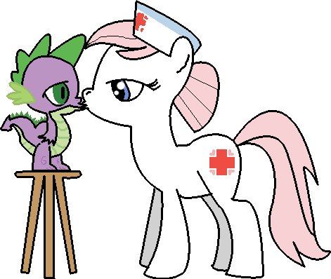 Size: 471x398 | Tagged: artist:youwillneverkno, derpibooru import, female, kissing, male, nurse redheart, safe, shipping, spike, spikeheart, straight