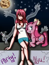 Size: 648x864 | Tagged: artist:warped-dragonfly, crossover, derpibooru import, diclonius, elfen lied, lucy, pinkamena diane pie, pinkie pie, safe, smarty pants