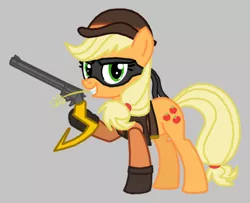 Size: 576x468 | Tagged: applejack, artist:death-driver-5000, clothes, cosplay, costume, derpibooru import, gun, safe, sly cooper, tennessee kid cooper, weapon