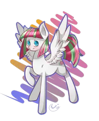 Size: 1377x1681 | Tagged: safe, artist:tomat-in-cup, derpibooru import, blossomforth, pegasus, pony, female, mare, raised hoof, simple background, smiling, solo, transparent background