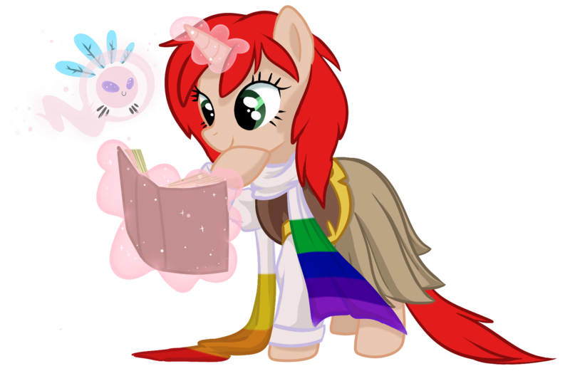 Size: 1627x1060 | Tagged: safe, artist:pepooni, derpibooru import, oc, unofficial characters only, parasprite, pony, unicorn, book, clothes, female, magic, mare, simple background, telekinesis, transparent background, vector