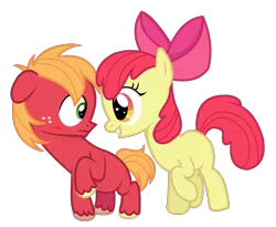 Size: 1380x1132 | Tagged: safe, artist:joultxtrix, derpibooru import, apple bloom, big macintosh, earth pony, pony, age regression, blushing, colt, male, simple background, stallion, transparent background, vector