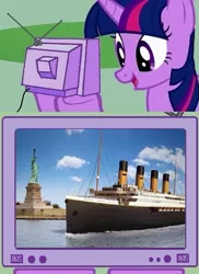 Size: 562x771 | Tagged: blue star line, cgi, derpibooru import, exploitable meme, meme, obligatory pony, safe, titanic ii, tv meme, twilight sparkle