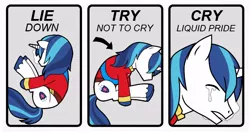 Size: 710x378 | Tagged: safe, artist:potatoevomit, derpibooru import, shining armor, pony, unicorn, crying, liquid pride, meta, solo, try not to cry