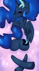 Size: 1900x3400 | Tagged: artist:kittentoots, bath, bubble, butt, derpibooru import, eyes closed, female, hooves, moonbutt, plot, princess luna, semi-anthro, solo, solo female, suggestive