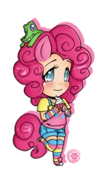 Size: 504x864 | Tagged: artist:canischou, chibi, clothes, converse, derpibooru import, eared humanization, gummy, human, humanized, pinkie pie, safe, shoes, solo