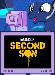 Size: 512x700 | Tagged: derpibooru import, exploitable meme, gamer luna, infamous, infamous second son, meme, obligatory pony, princess luna, safe, tv meme