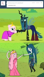 Size: 650x1125 | Tagged: adventure time, artist:mixermike622, crossover, derpibooru import, fluffy, marceline, oc, oc:fluffle puff, princess bubblegum, queen chrysalis, safe, style emulation, tumblr:ask fluffle puff