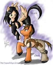 Size: 803x995 | Tagged: safe, artist:nayaasebeleguii, derpibooru import, ponified, pony, capcom, chris redfield, marvel, marvel vs capcom 3, resident evil, x-23, x-men