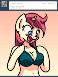 Size: 500x660 | Tagged: animated, anthro, anthro oc, arm hooves, artist:slavedemorto, ask, ask dawnstar, belly button, bikini, bouncing, bouncing breasts, breasts, clothes, dawnstar, derpibooru import, female, jiggle, lava lamp effect, oc, oc:dawnstar, solo, solo female, suggestive, swimsuit, tumblr, unofficial characters only