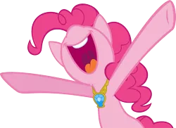 Size: 1000x728 | Tagged: artist:pisonisy, derpibooru import, element of generosity, element of honesty, element of kindness, element of laughter, element of loyalty, element of magic, elements of harmony, laughing, magical mystery cure, nose in the air, pinkie pie, safe, simple background, solo, transparent background, vector