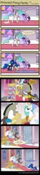 Size: 1450x6198 | Tagged: safe, artist:evil-dec0y, derpibooru import, discord, princess celestia, princess luna, twilight sparkle, twilight sparkle (alicorn), alicorn, draconequus, pony, comic, discord being discord, female, food, male, mare, picture in picture, popcorn, spanish, translation