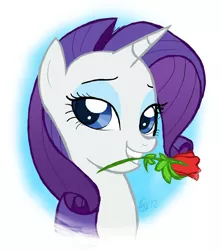 Size: 2550x2874 | Tagged: artist:buckingawesomeart, artist:detectivetoony, bedroom eyes, bust, derpibooru import, flower, portrait, rarity, rose, safe, solo