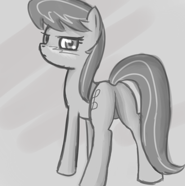 Size: 2000x2015 | Tagged: artist:sirachanotsauce, blushing, butt, derpibooru import, edit, featureless crotch, female, looking at you, looking back, octavia melody, plot, raised tail, solo, solo female, suggestive, tail, unamused