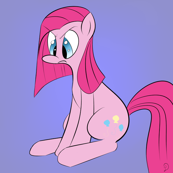 Size: 3600x3600 | Tagged: safe, artist:s8ansglory, derpibooru import, pinkie pie, earth pony, pony, angry, female, mare, pinkamena diane pie, simple background, sitting, solo