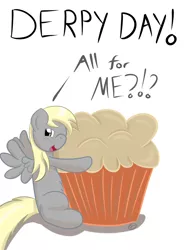 Size: 1478x2000 | Tagged: safe, artist:thorinsblade, derpibooru import, derpy hooves, pegasus, pony, derpy day, derpy day 2013, female, food, giant muffin, mare, muffin