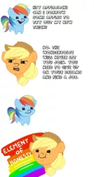 Size: 672x1253 | Tagged: applejack, artist:missmagazine, brutal honesty, comic, derpibooru import, element of honesty, hilarious in hindsight, honesty, jossed, rainbow dash, safe