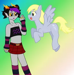 Size: 1116x1128 | Tagged: safe, artist:voltrathelively, derpibooru import, derpy hooves, pegasus, pony, crossdressing, crossover, eridan ampora, female, gradient background, homestuck, march eridan, mare