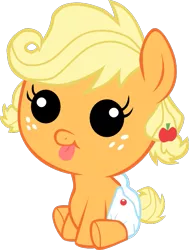 Size: 515x682 | Tagged: safe, derpibooru import, edit, applejack, pony, baby, baby pony, babyjack, derp, diaper, foal, silly, silly pony, younger