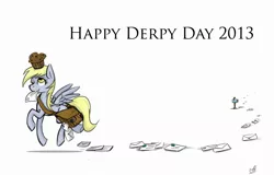 Size: 2338x1492 | Tagged: safe, artist:coin-trip39, derpibooru import, derpy hooves, pegasus, pony, derpy day, derpy day 2013, female, food, mail, mailbox, mare, mouth hold, muffin, solo