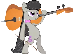 Size: 6000x4508 | Tagged: safe, artist:artpwny, derpibooru import, octavia melody, earth pony, pony, absurd resolution, bipedal, bow (instrument), bowtie, cello, cello bow, cutie mark, female, hooves, mare, musical instrument, ready, simple background, solo, transparent background, vector