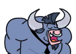 Size: 755x537 | Tagged: animated, artist:creepycurse, ask, ask iron will, ask-iron-will-now, cute, derpibooru import, iron will, male, minotaur, necktie, nose piercing, nose ring, piercing, safe, simple background, solo, tumblr, willabetes
