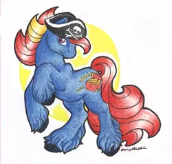 Size: 465x442 | Tagged: safe, artist:aubergine, derpibooru import, barnacle, earth pony, pony, rearing, solo, traditional art