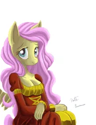 Size: 1200x1553 | Tagged: anthro, artist:naterrang, breasts, cleavage, derpibooru import, female, fluttershy, safe