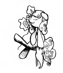 Size: 2808x3248 | Tagged: artist:timeforsp, derpibooru import, grayscale, magic, microphone, monochrome, older, safe, simple background, singing, solo, sweetie belle, traditional art