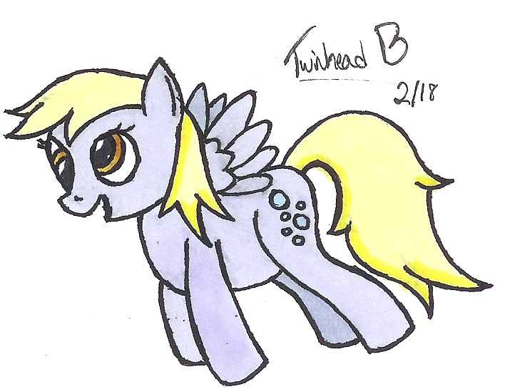 Size: 715x546 | Tagged: safe, artist:twinhead-b, derpibooru import, derpy hooves, pegasus, pony, colored, female, flight, flying, mare