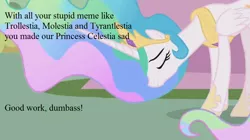 Size: 1024x574 | Tagged: background pony strikes again, depressedia, derpibooru import, meta, princess celestia, safe, stop having fun guy