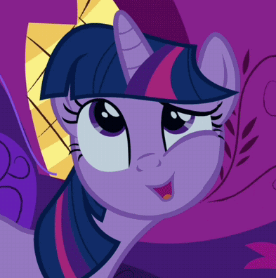 Size: 393x396 | Tagged: safe, derpibooru import, screencap, twilight sparkle, pony, unicorn, read it and weep, animated, cropped, cute, female, gif, golden oaks library, looking at you, looking up, mare, night, ponyville, smiling, solo, talking, twiabetes