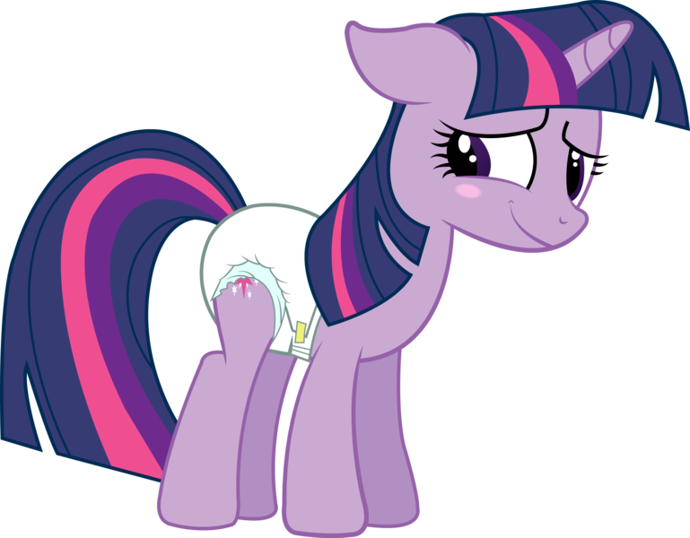 Size: 2481x1935 | Tagged: artist:the-colt, blushing, derpibooru import, diaper, diaper fetish, female, fetish, questionable, simple background, solo, solo female, transparent background, twilight sparkle, vector