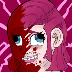 Size: 1000x1000 | Tagged: artist:sovereignbooty, blood, derpibooru import, grimdark, human, humanized, pinkamena diane pie, pinkie pie