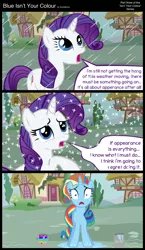 Size: 1920x3320 | Tagged: artist:scootaloooo, comic, derpibooru import, isn't your color, paint, paint on fur, rain, rarity, safe, snow, snowfall, swapped cutie marks