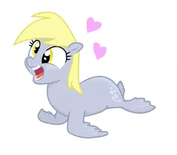 Size: 1440x1260 | Tagged: artist:shutterflye, derpibooru import, derpy hooves, heart, safe, seal, seal pony, solo, species swap, wat