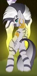 Size: 1887x3838 | Tagged: artist:v-d-k, bipedal, butt, derpibooru import, female, plot, solo, solo female, suggestive, zebra, zecora