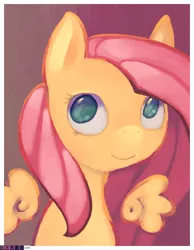 Size: 480x620 | Tagged: artist:cappydarn, bust, derpibooru import, floating wings, fluttershy, portrait, safe, smiling, solo, wings